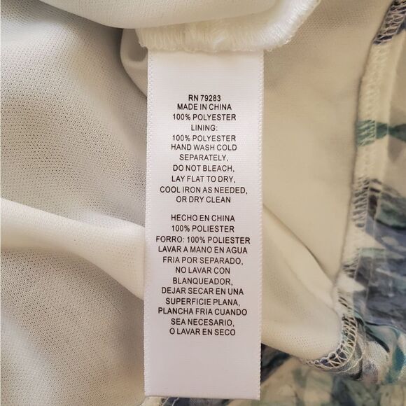 ALEX EVENINGS | Ruffle Bell Sleeve Chiffon Floral Blouse - [1X, Ivory/Teal/Blue] - Picture 11 of 11